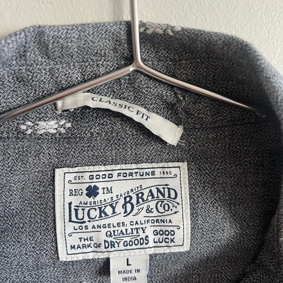 Lucky Brand Pearl Snap Shirt Men's Large Gray Western Style Classic Fit - Picture 10 of 16